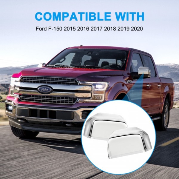 Podestaa Chrome Mirror Cover Caps for Ford F150 2015 2016 2017 2018 2019 2020 Accessories,2PCS Side Door Rear View Mirror Decoration Trims