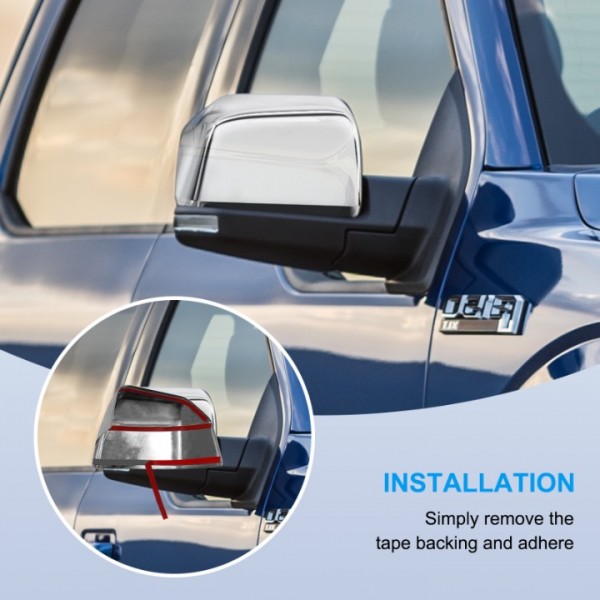 Podestaa Chrome Mirror Cover Caps for Ford F150 2015 2016 2017 2018 2019 2020 Accessories,2PCS Side Door Rear View Mirror Decoration Trims