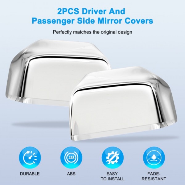 Podestaa Chrome Mirror Cover Caps for Ford F150 2015 2016 2017 2018 2019 2020 Accessories,2PCS Side Door Rear View Mirror Decoration Trims